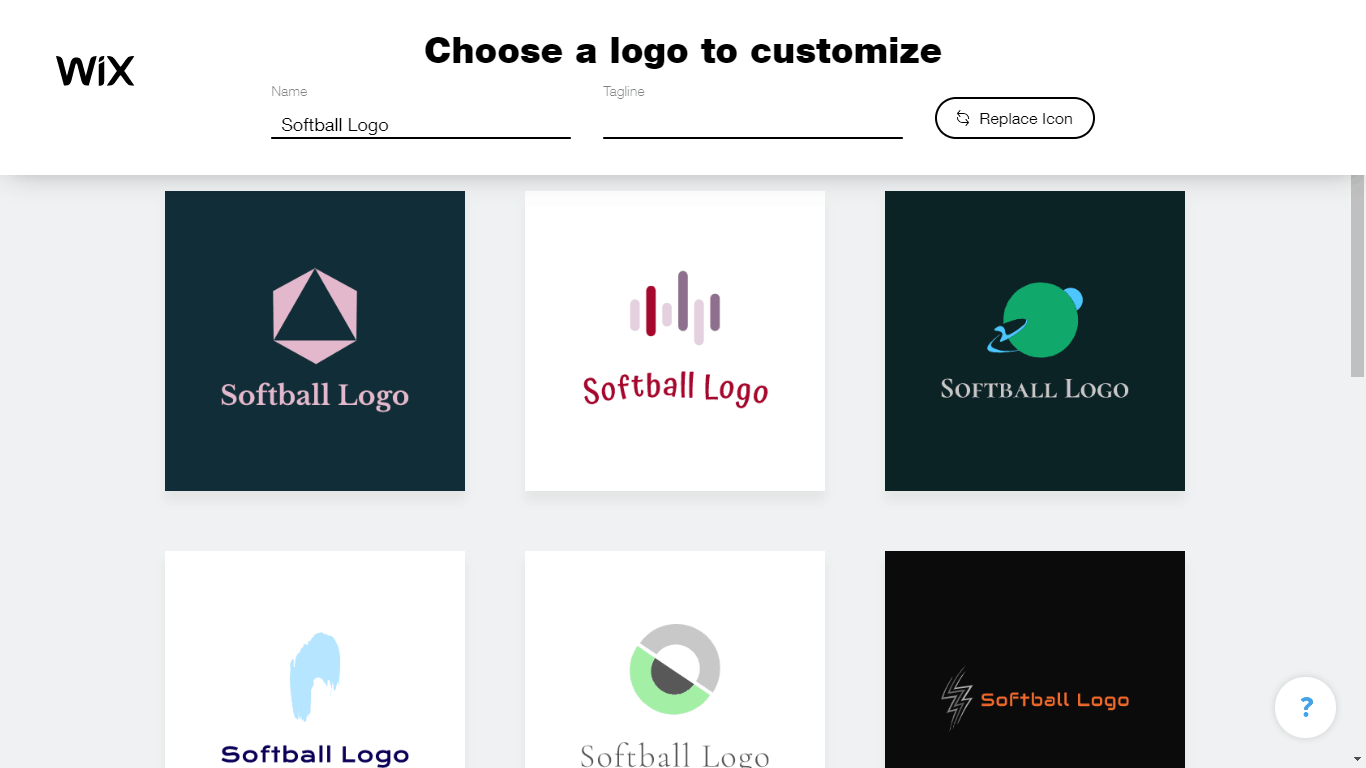 Captura de pantalla de Wix Logo Maker: elige un logotipo para personalizar